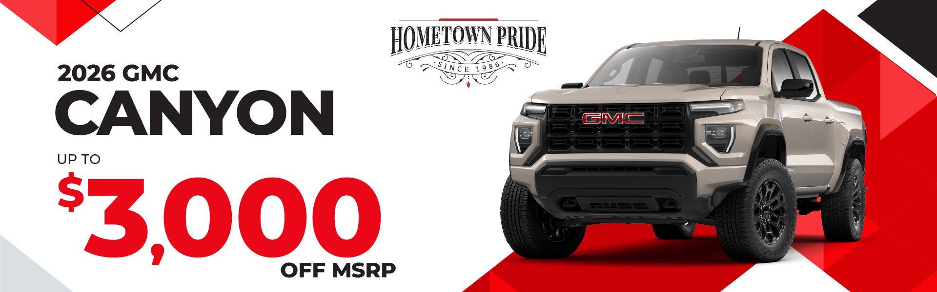 2026 GMC Canyon - up to $3000 off MSRP